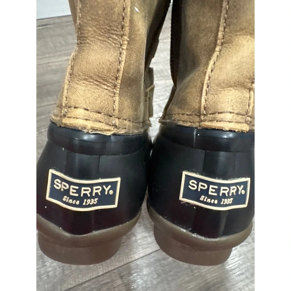 Sperry Saltwater Waterproof Duck Boots Brown Black Plaid STS95911 Womens 6.5M